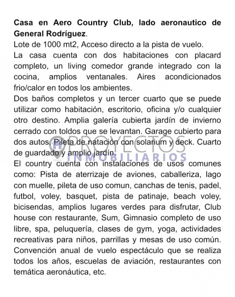 Casa en Aero Country Club -Gral. Rodriguez